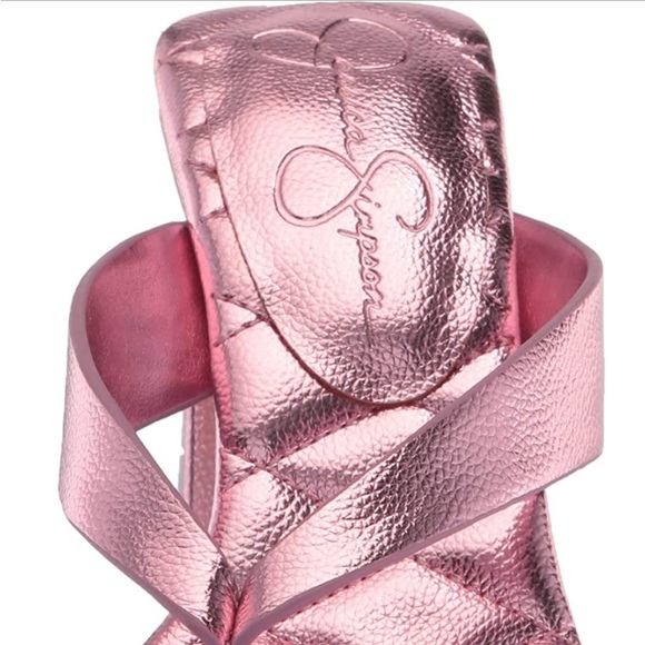 NWOT Jessica Simpson metallic triangle heel mules sandals - Picture 3 of 7